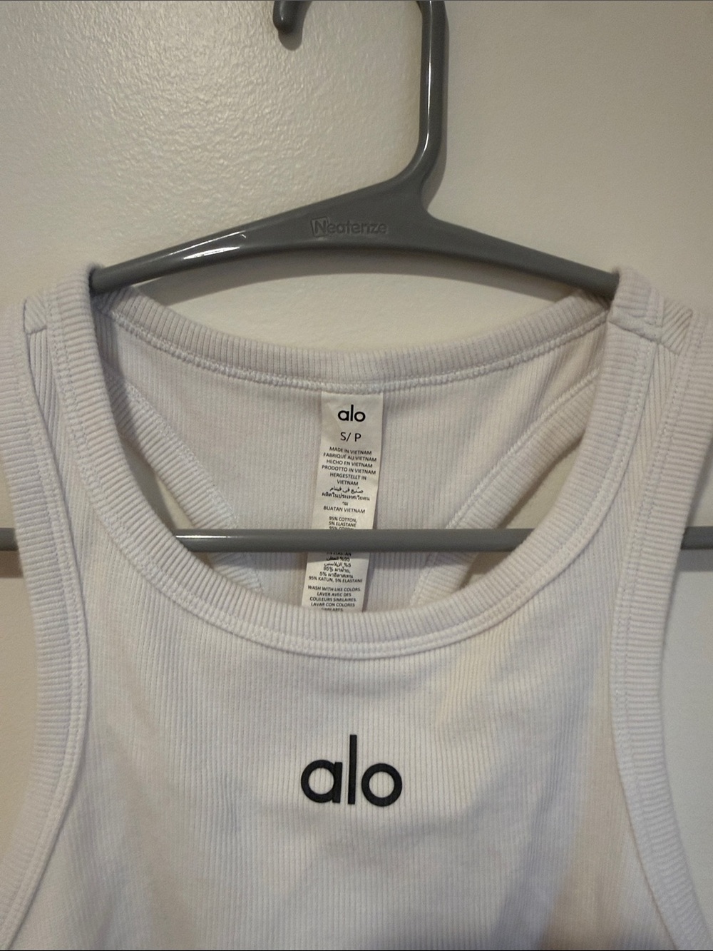 ALO Yoga White Ribbed Racerback Crop Tank - Picture 2 of 3